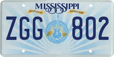 MS license plate ZGG802