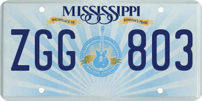 MS license plate ZGG803