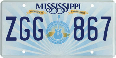 MS license plate ZGG867