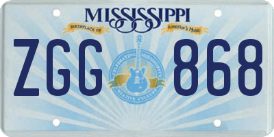 MS license plate ZGG868