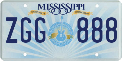 MS license plate ZGG888
