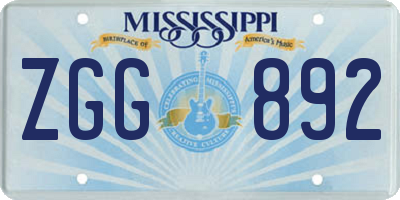 MS license plate ZGG892