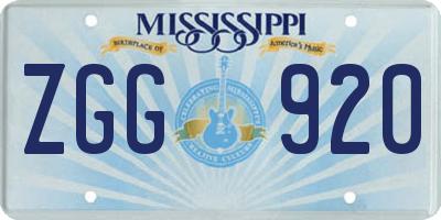 MS license plate ZGG920