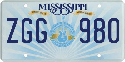 MS license plate ZGG980