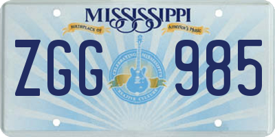MS license plate ZGG985