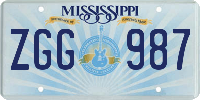 MS license plate ZGG987