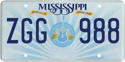 MS license plate ZGG988