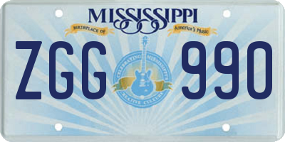 MS license plate ZGG990
