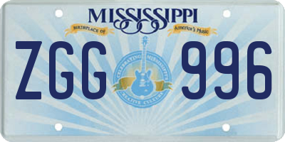 MS license plate ZGG996