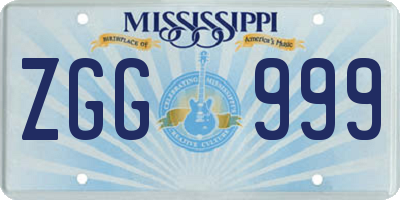 MS license plate ZGG999