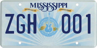 MS license plate ZGH001