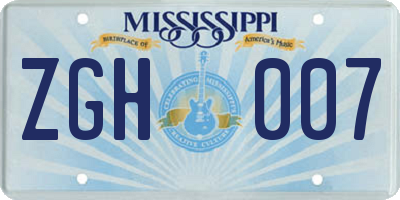 MS license plate ZGH007