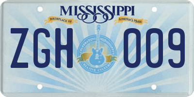 MS license plate ZGH009