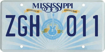 MS license plate ZGH011