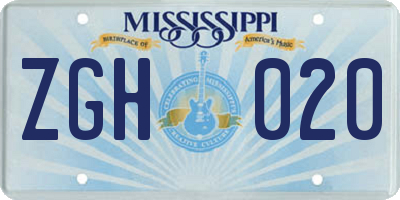 MS license plate ZGH020