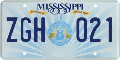 MS license plate ZGH021