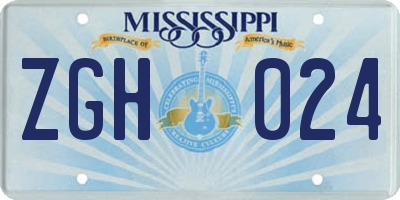MS license plate ZGH024