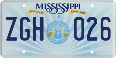MS license plate ZGH026