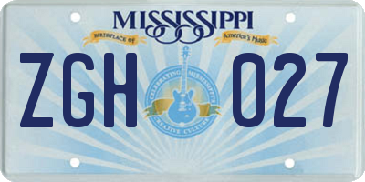 MS license plate ZGH027