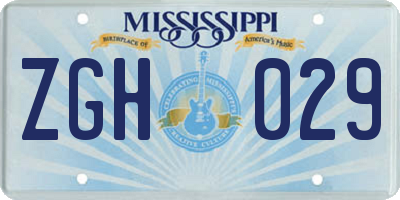 MS license plate ZGH029