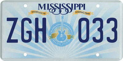 MS license plate ZGH033