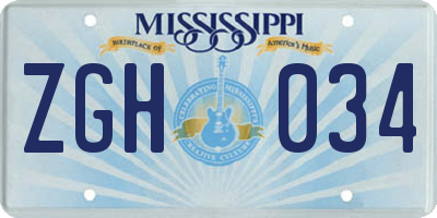 MS license plate ZGH034