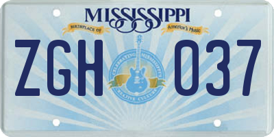 MS license plate ZGH037