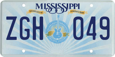 MS license plate ZGH049