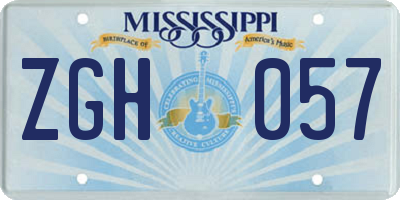 MS license plate ZGH057