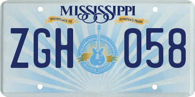 MS license plate ZGH058