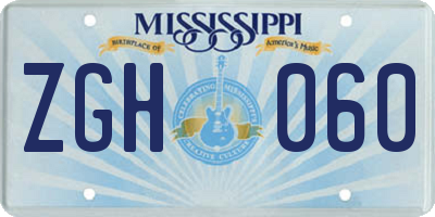 MS license plate ZGH060