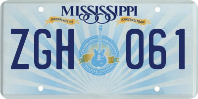 MS license plate ZGH061