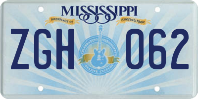 MS license plate ZGH062