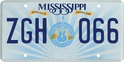 MS license plate ZGH066