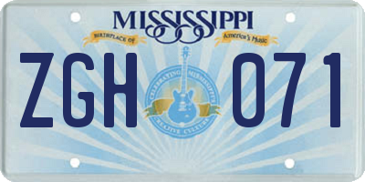 MS license plate ZGH071