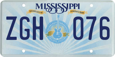 MS license plate ZGH076