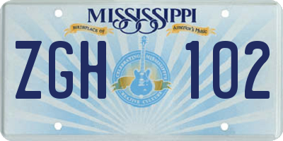 MS license plate ZGH102