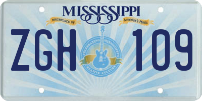 MS license plate ZGH109