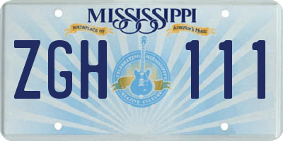 MS license plate ZGH111