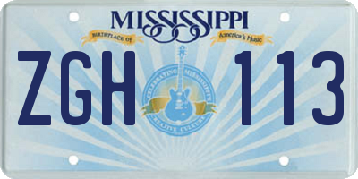 MS license plate ZGH113