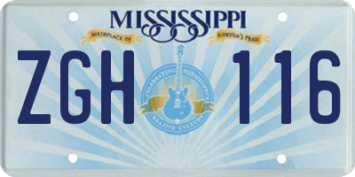 MS license plate ZGH116