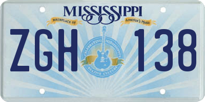 MS license plate ZGH138