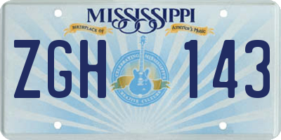 MS license plate ZGH143