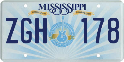 MS license plate ZGH178