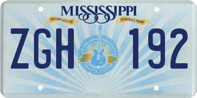 MS license plate ZGH192
