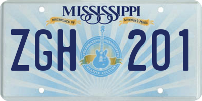 MS license plate ZGH201