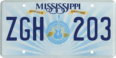 MS license plate ZGH203