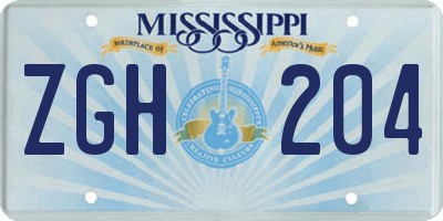 MS license plate ZGH204