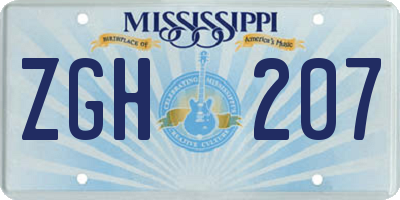 MS license plate ZGH207