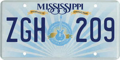 MS license plate ZGH209